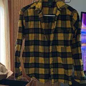 Wild Fable Yellow and Black Checkered Shirt